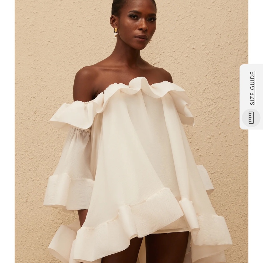 Flavie White Off Shoulder Mini Dress Ruffled